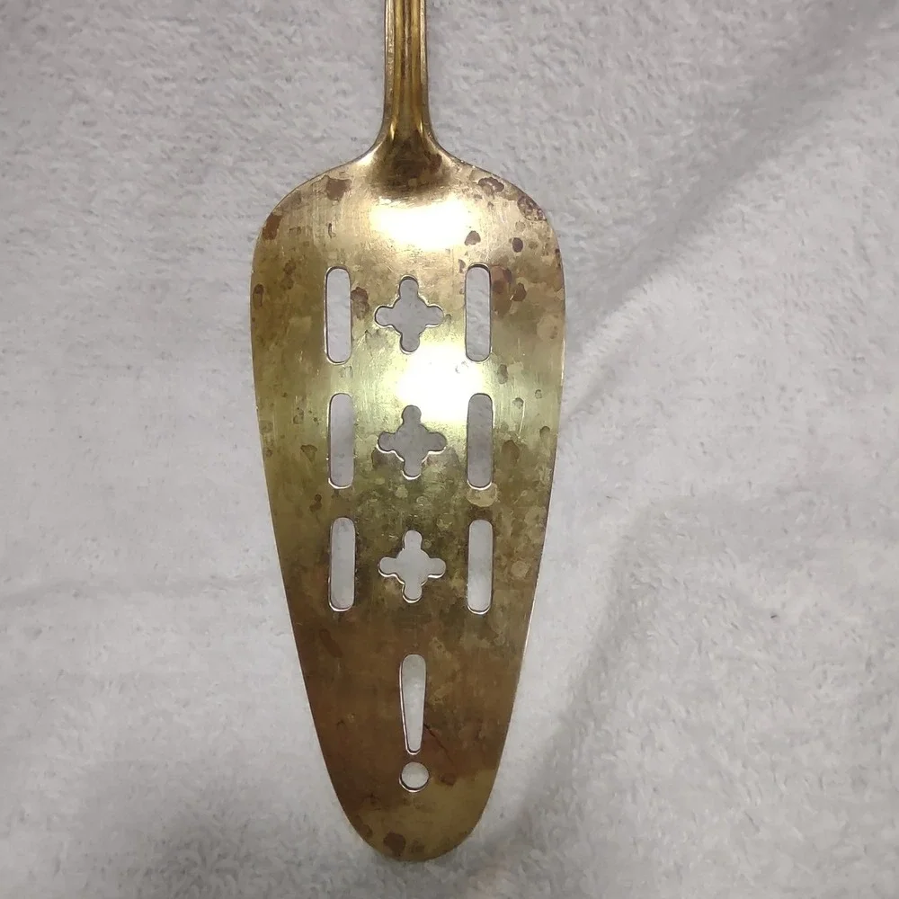Vintage Gold Tone Pierced Cake Server Spatula‎ Dessert Server Made in Japan